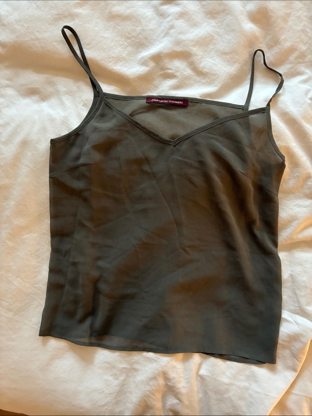 Women’s Comptoir Des Cotonniers Olive Green Satin Camisole